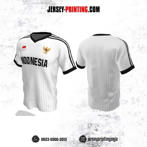 Jersey Futsal Putih Abu-abu Hitam Motif Garis