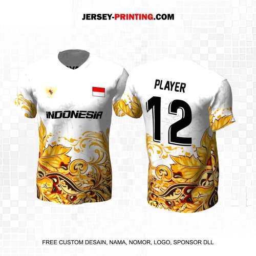 Jersey Futsal Putih Gold Motif Batik 632