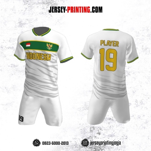 Jersey Futsal Putih Motif Loreng Abu-abu
