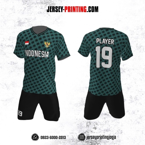 Jersey Futsal Teal Motif Seamless Hitam