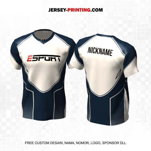 Jersey Gaming Esports Navy Krem Motif Abstrak 237