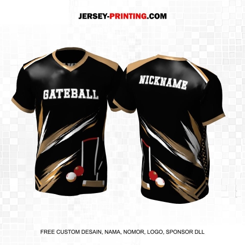 Jersey Gateball Sport Hitam Coklat Putih Motif Abstrak 08