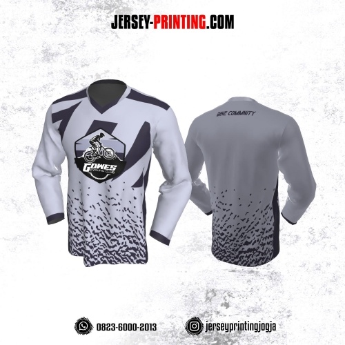 Jersey Gowes Sepeda Abu Hitam Lengan Panjang