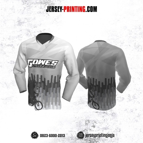 Jersey Gowes Sepeda Abu Puzzle Lengan Panjang