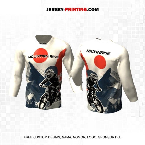 Jersey Gowes Sepeda Downhill Krem Abu Motif Gunung 146