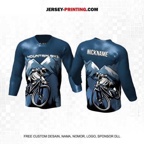Jersey Gowes Sepeda Downhill Navy Motif Gunung 136