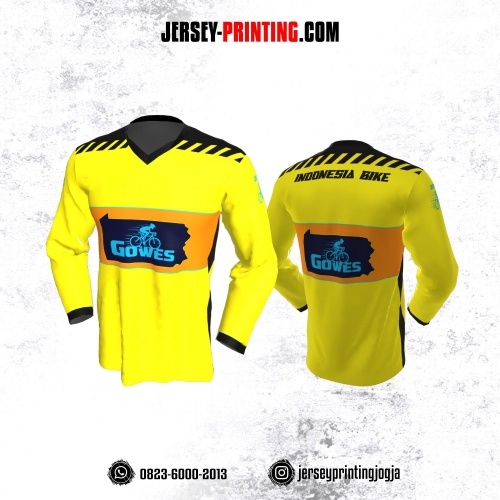 Jersey Gowes Sepeda Hitam Kuning Biru Orange Lengan Panjang