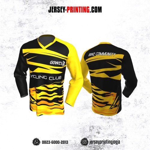 Jersey Gowes Sepeda Hitam Kuning Lengan Panjang
