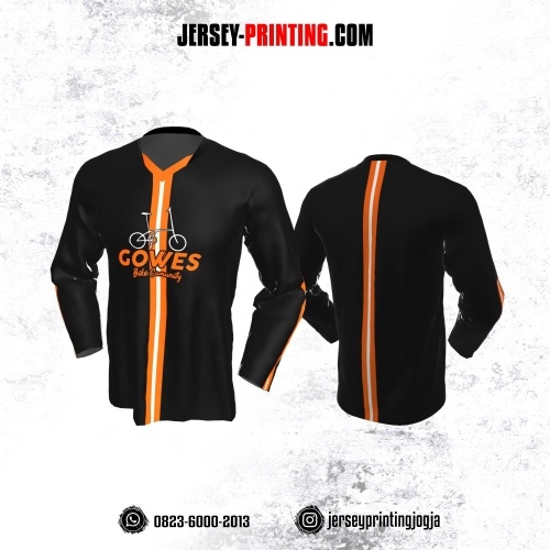 Jersey Gowes Sepeda Hitam Orange Putih Lengan Panjang