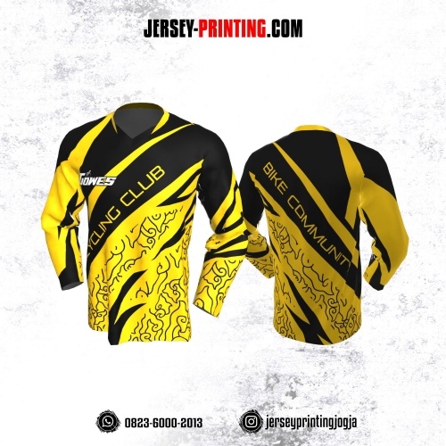 Jersey Gowes Sepeda Kuning Hitam Mega mendung Lengan Panjang