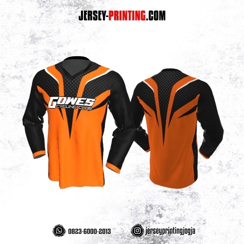 Jersey Gowes Sepeda Orange Abu Hitam Lengan Panjang