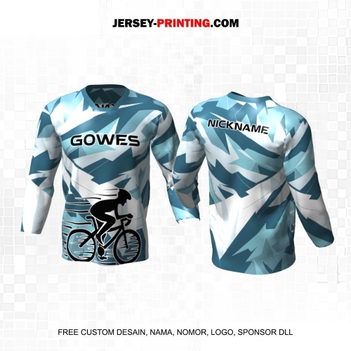 Jersey Gowes Sepeda Tosca Putih Motif Abstrak 09