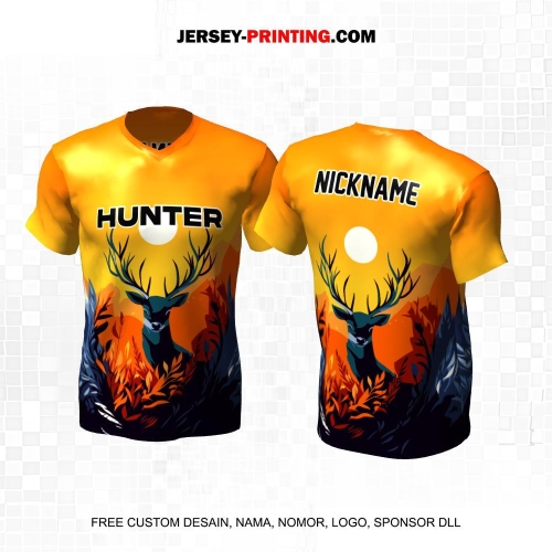 Jersey Hunter Berburu Orange Motif Tumbuhan Rusa 07
