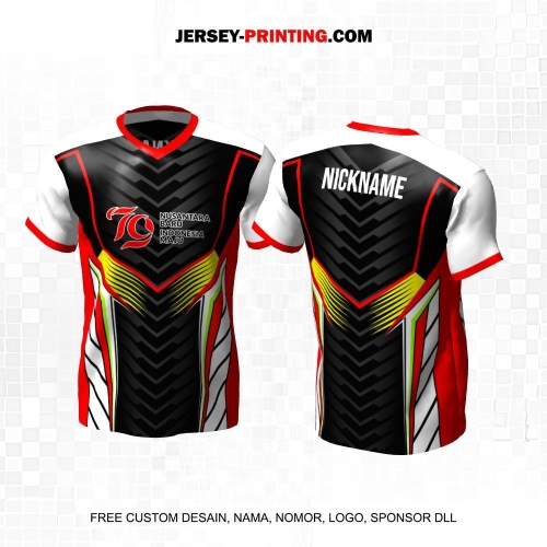 Jersey HUT RI 79 Kemerdekaan Indonesia 17 Agustus Hitam Merah Putih Motif Abstrak Garis 18