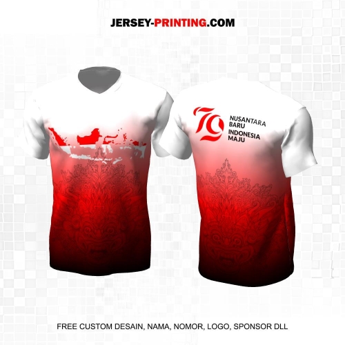 Jersey HUT RI 79 Kemerdekaan Indonesia 17 Agustus Hitam Merah Putih Motif Barong Peta 83