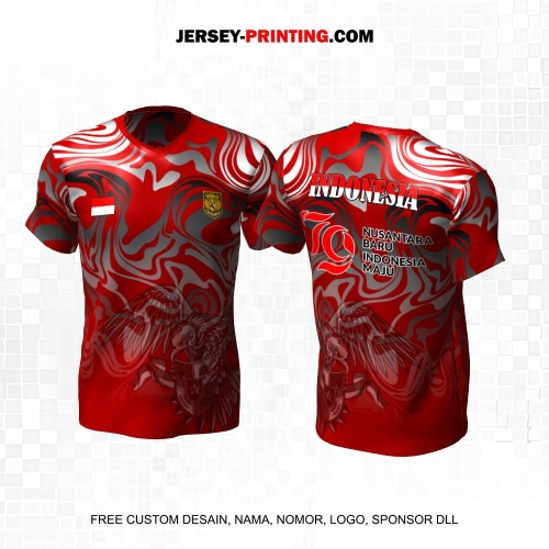 Jersey HUT RI 79 Kemerdekaan Indonesia 17 Agustus Merah Motif Abstrak Liquid Garuda 64