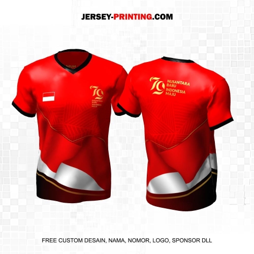 Jersey HUT RI 79 Kemerdekaan Indonesia 17 Agustus Merah Motif Abstrak 44