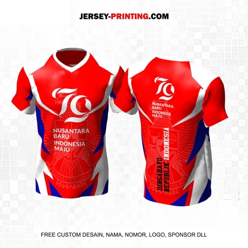 Jersey HUT RI 79 Kemerdekaan Indonesia 17 Agustus Merah Putih Biru Motif Garuda 60