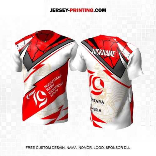 Jersey HUT RI 79 Kemerdekaan Indonesia 17 Agustus Putih Merah Motif Abstrak 52