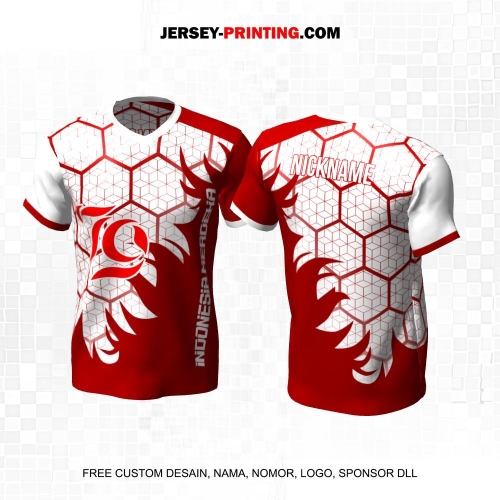 Jersey HUT RI 79 Kemerdekaan Indonesia 17 Agustus Merah Putih Motif Honeycomb Geometris 03