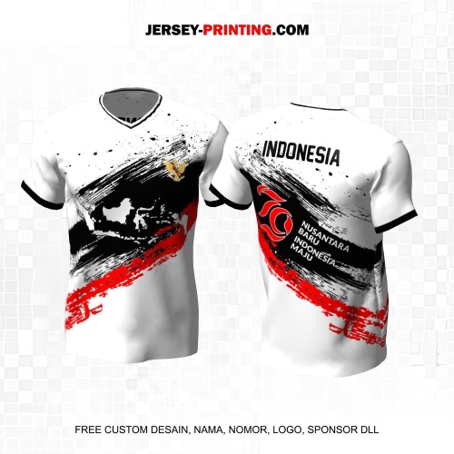 Jersey HUT RI 79 Kemerdekaan Indonesia 17 Agustus Putih Hitam Merah Motif Brush Abstrak 77