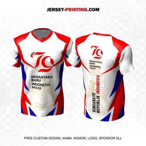 Jersey HUT RI 79 Kemerdekaan Indonesia 17 Agustus Putih Merah Biru Motif Garuda 59