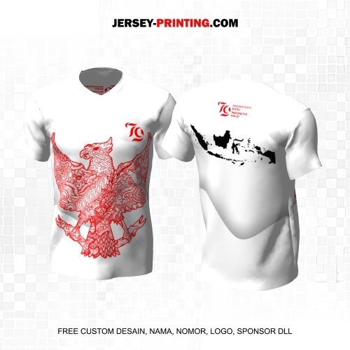 Jersey HUT RI 79 Kemerdekaan Indonesia 17 Agustus Putih Motif Garuda Peta Indonesia 48
