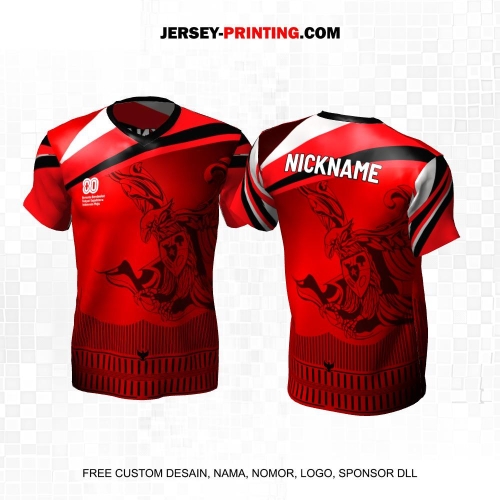 Jersey HUT RI 80 Kemerdekaan Indonesia 17 Agustus Merah Hitam Abu Motif Abstrak Garuda 231