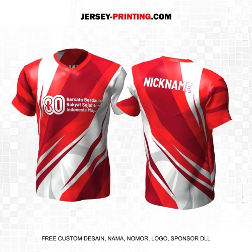 Jersey HUT RI 80 Kemerdekaan Indonesia 17 Agustus Merah Putih Abu Motif Abstrak 159