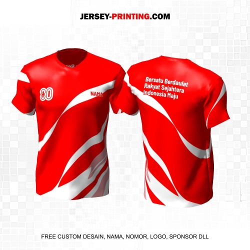 Jersey HUT RI 80 Kemerdekaan Indonesia 17 Agustus Merah Putih Motif Abstrak 156