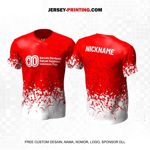 Jersey HUT RI 80 Kemerdekaan Indonesia 17 Agustus Merah Putih Motif Abstrak Batik 180
