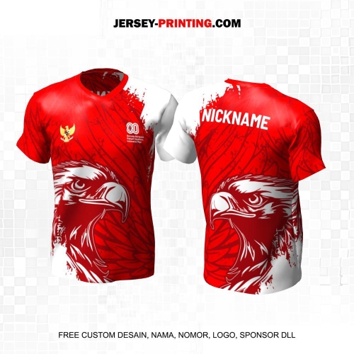 Jersey HUT RI 80 Kemerdekaan Indonesia 17 Agustus Merah Putih Motif Abstrak Elang 181