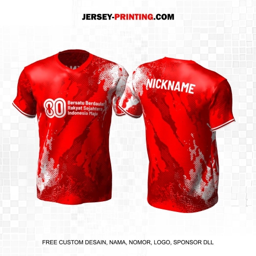 Jersey HUT RI 80 Kemerdekaan Indonesia 17 Agustus Merah Putih Motif Abstrak 197