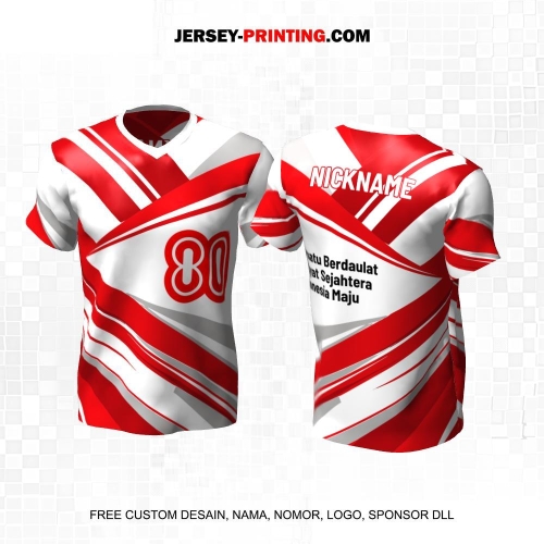 Jersey HUT RI 80 Kemerdekaan Indonesia 17 Agustus Putih Merah Motif Abstrak 161