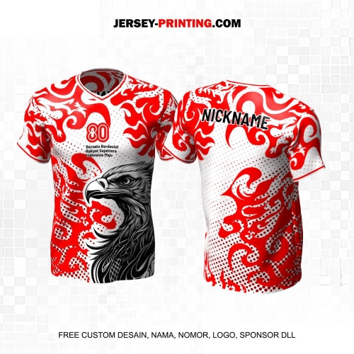 Jersey HUT RI 80 Kemerdekaan Indonesia 17 Agustus Putih Merah Motif Abstrak Elang 201