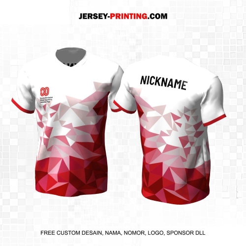 Jersey HUT RI 80 Kemerdekaan Indonesia 17 Agustus Putih Merah Motif Abstrak Segitiga 167