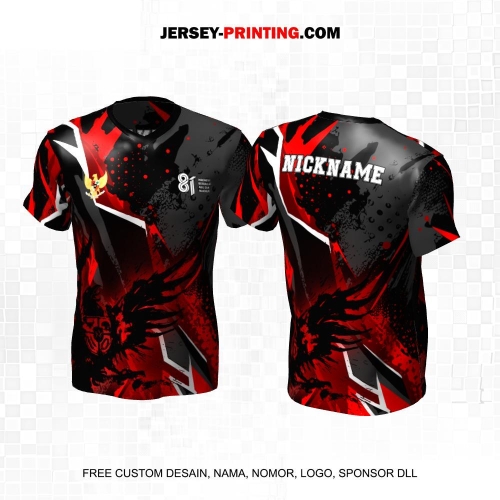 Jersey HUT RI 81 Kemerdekaan Indonesia 17 Agustus Hitam Merah Abu Motif Abstrak Garuda 315