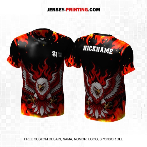 Jersey HUT RI 81 Kemerdekaan Indonesia 17 Agustus Hitam Merah Orange Motif Api Garuda 265