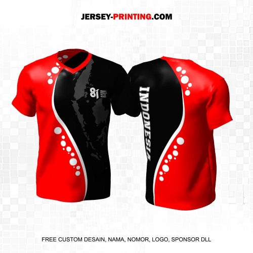 Jersey HUT RI 81 Kemerdekaan Indonesia 17 Agustus Hitam Merah Putih Motif Ellipse Peta Indonesia 322
