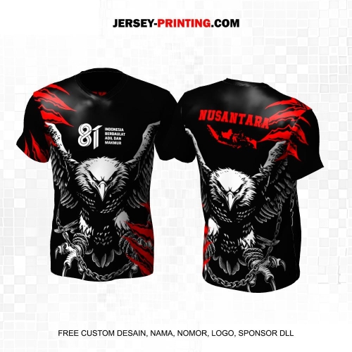 Jersey HUT RI 81 Kemerdekaan Indonesia 17 Agustus Hitam Putih Merah Motif Elang 318