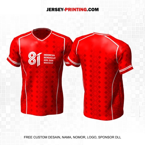 Jersey HUT RI 81 Kemerdekaan Indonesia 17 Agustus Merah Motif Geometris Kebudayaan 278