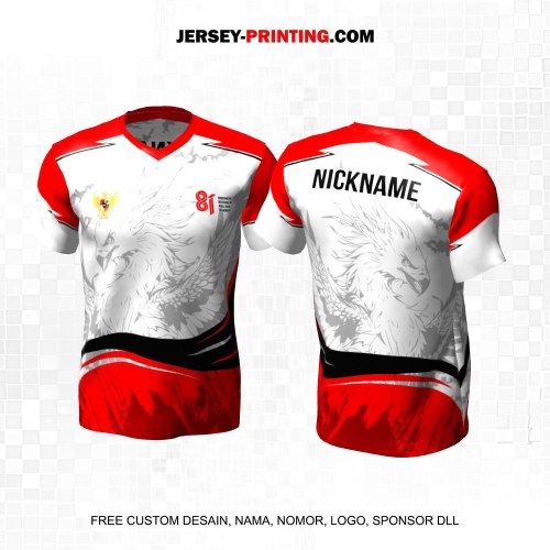 Jersey HUT RI 81 Kemerdekaan Indonesia 17 Agustus Merah Putih Hitam Abu Motif Abstrak Burung 301