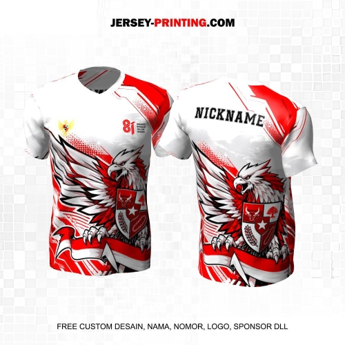 Jersey HUT RI 81 Kemerdekaan Indonesia 17 Agustus Merah Putih Motif Abstrak Garuda 313