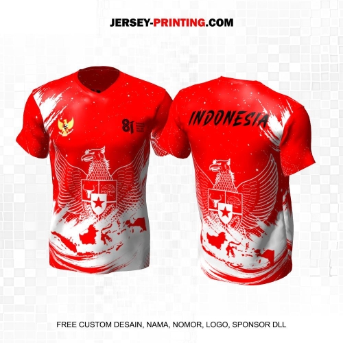 Jersey HUT RI 81 Kemerdekaan Indonesia 17 Agustus Merah Putih Motif Abstrak Garuda Peta Indonesia 330