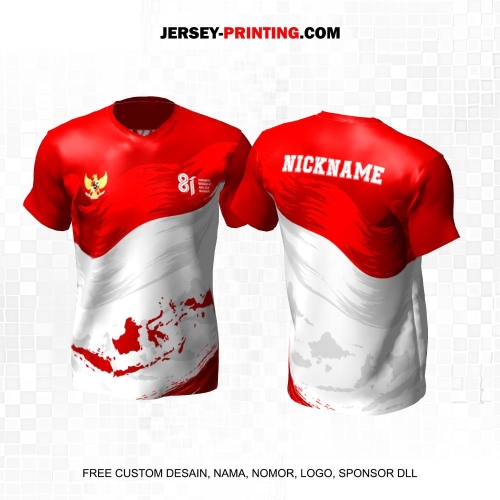 Jersey HUT RI 81 Kemerdekaan Indonesia 17 Agustus Merah Putih Motif Abstrak Peta 288