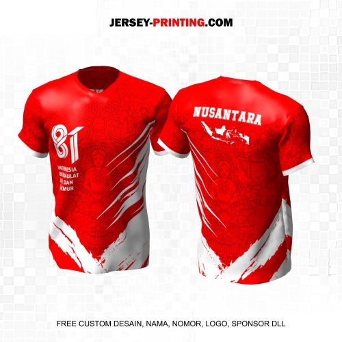 Jersey HUT RI 81 Kemerdekaan Indonesia 17 Agustus Merah Putih Motif Abstrak Kebudayaan 319
