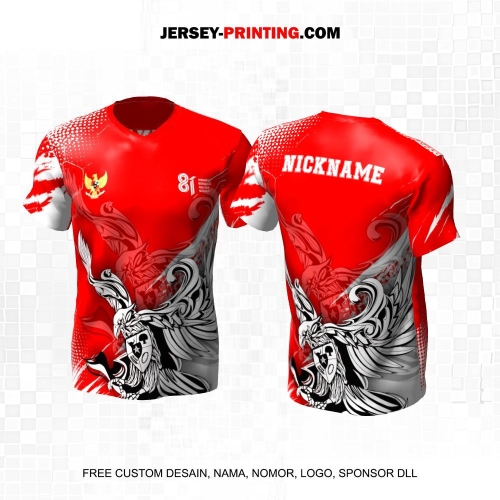 Jersey HUT RI 81 Kemerdekaan Indonesia 17 Agustus Merah Putih Motif Abstrak Garuda 317