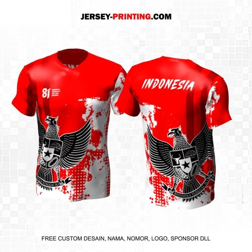 Jersey HUT RI 81 Kemerdekaan Indonesia 17 Agustus Merah Putih Motif Abstrak Polkadot 336