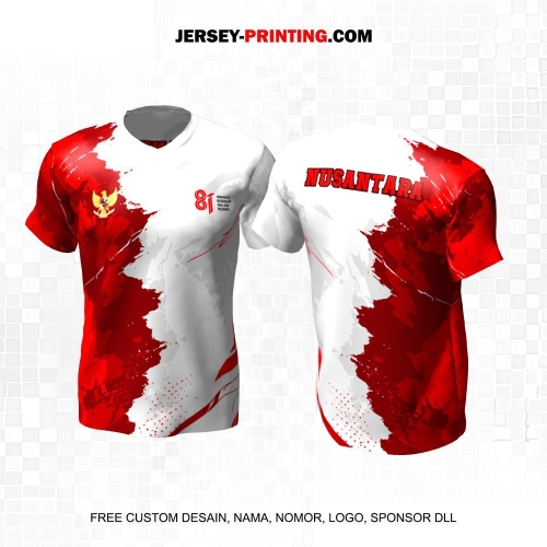 Jersey HUT RI 81 Kemerdekaan Indonesia 17 Agustus Merah Putih Motif Abstrak 284
