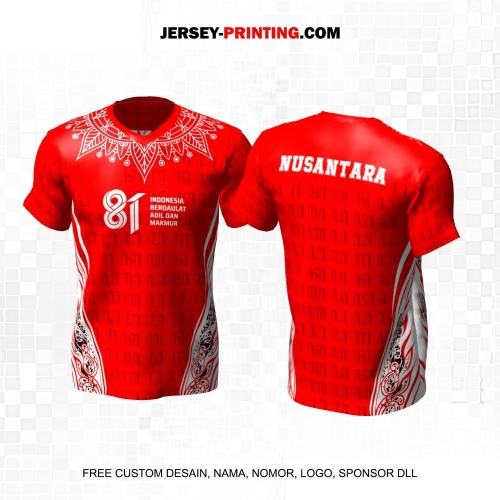 Jersey HUT RI 81 Kemerdekaan Indonesia 17 Agustus Merah Putih Motif Batik Aksara Jawa 306